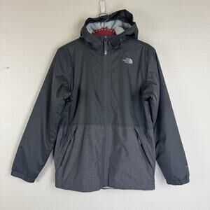 The North Face Boys Warm Storm Jacket Fleece Lined Hooded Rain Jacket Gray XL